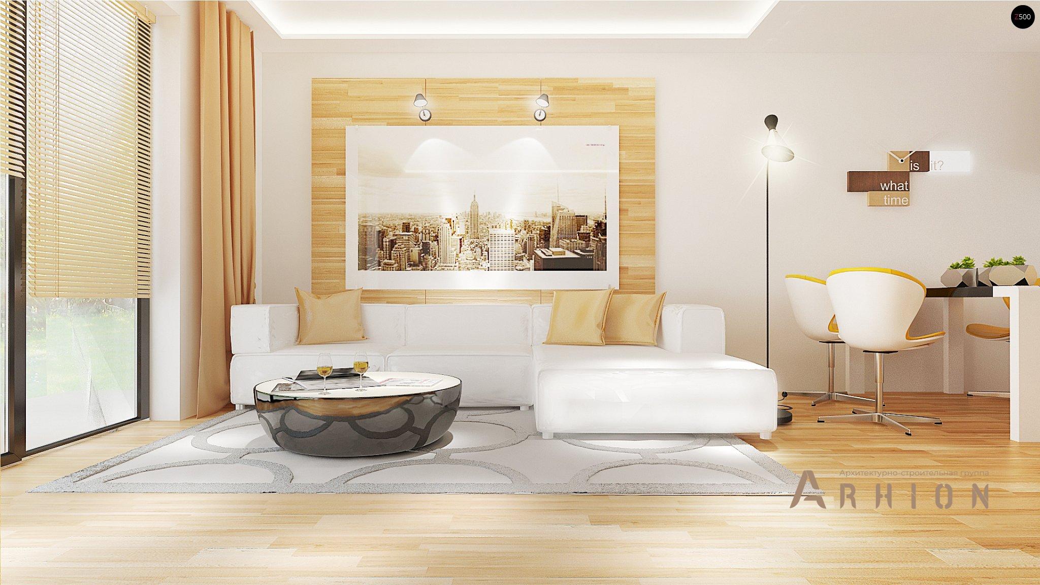 6. Проект одноэтажного дома в современном стиле с двускатной кровлей, Z98 L GP, площадью - 143 кв c терассой, гаражом